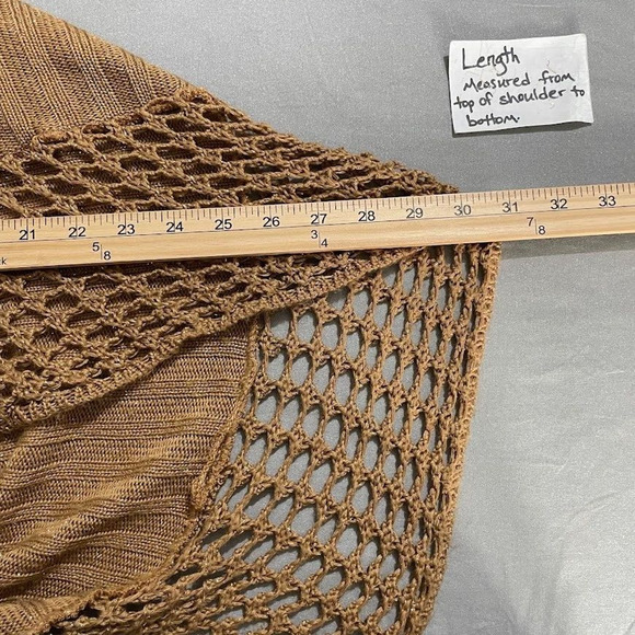 Vanity Size Medium Brown Gold Metallic Crochet Bolero Shrug Cardigan Boho Fairy - Picture 7 of 7